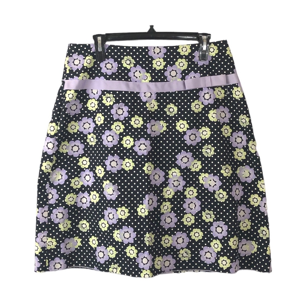 Women's Outfit JP Black Mini Skirt w/ Yellow/Lavender Flowers/Polka Dots. 12